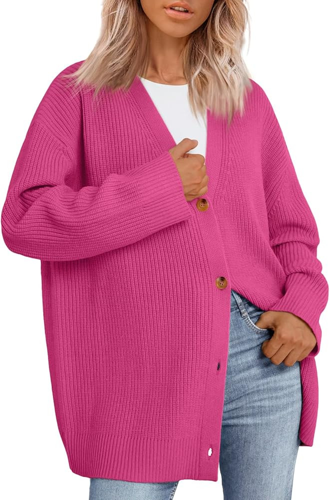 LILLUSORY Women Oversized Cardigan Sweater 2025 Fall Outfits Cloth Fashion V Neck Knit Button Fro... | Amazon (US)