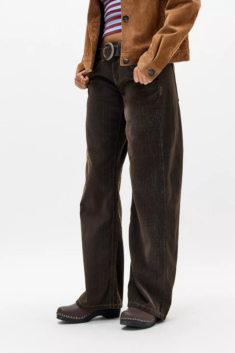 BDG Kayla Lowrider Denim Flocked Jeans | Urban Outfitters UK