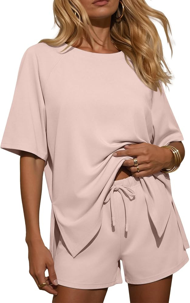 Ekouaer Two Piece Sets for Women Summer Lounge Short Sets Moisture-Wicking Casual Airport Travel ... | Amazon (US)