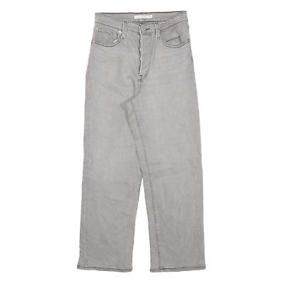 LEVI'S Ribcage Jeans Grey Denim Regular Straight Womens W26 L25 | eBay UK