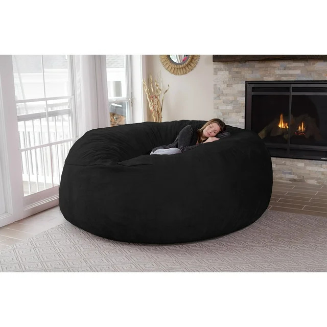 Chill Sack Bean Bag Chair, Memory Foam Lounger,Microsuede Cover, Kids, Adults, 8 ft, Black - Walm... | Walmart (US)