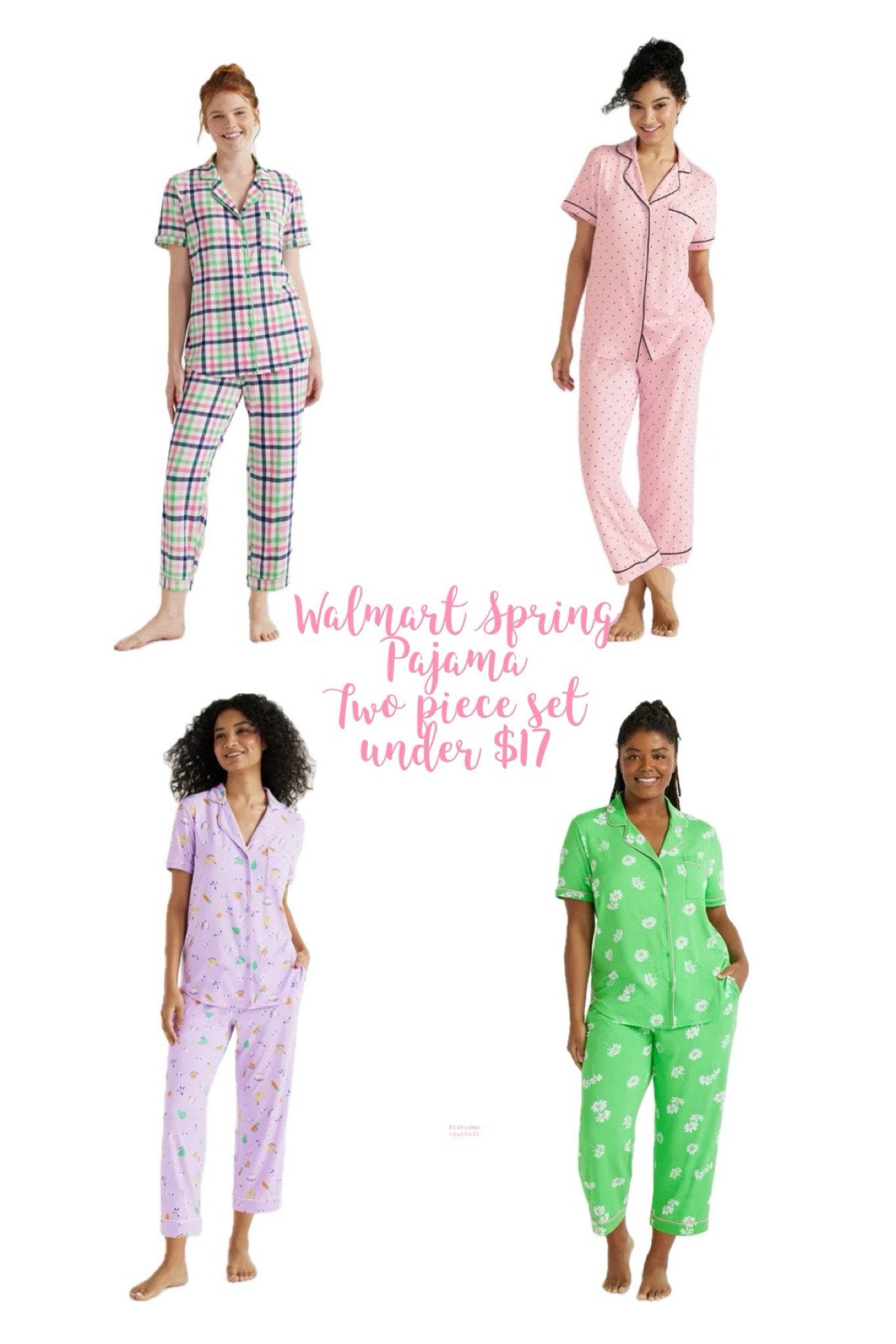Spring pajamas, two piece sets from Walmart!  Size S-3X 


