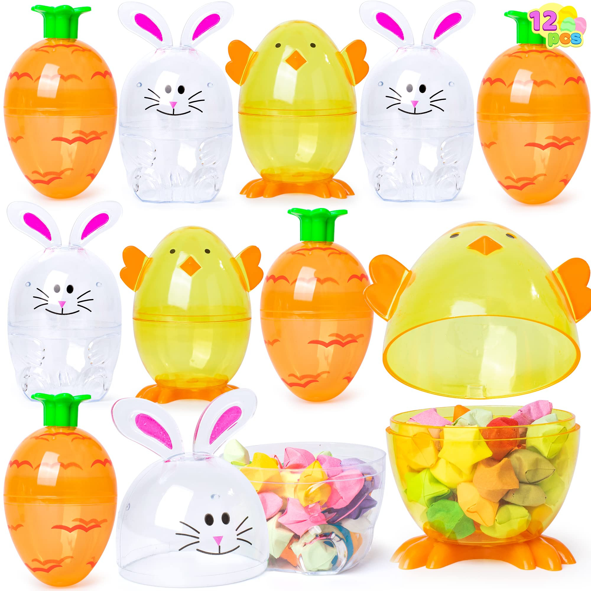 JOYIN 12 Pcs Easter Eggs Shell Bunny Shaped Novelty Themed Characters for Easter Egg Hunt, Basket... | Amazon (US)