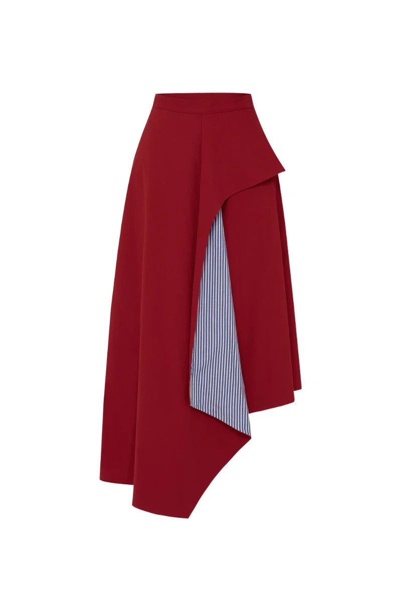 KEYRA RED AND BLUE COTTON STRIPED SKIRT | Labeca | CULT MIA | CULT MIA UK LTD