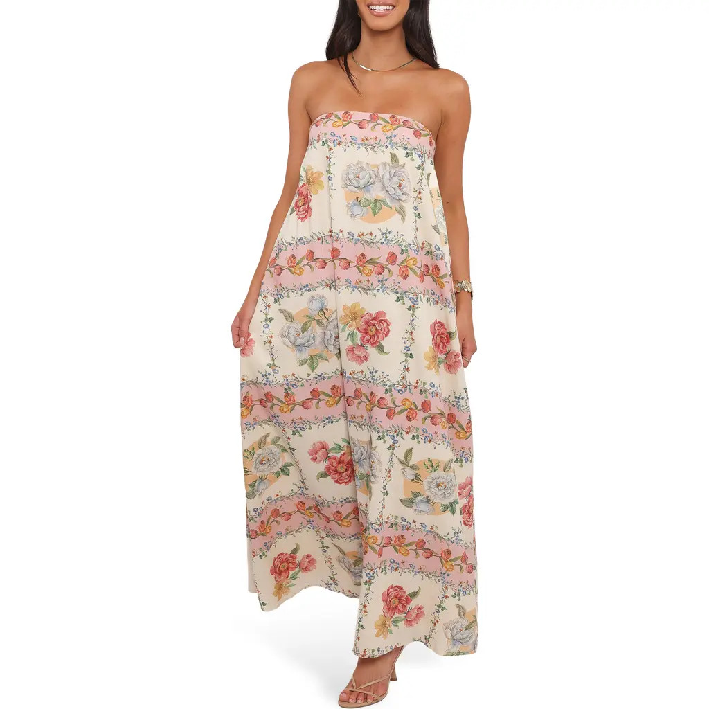 Petal & Pup Amora Strapless Maxi Dress in Rose Tile at Nordstrom, Size Large | Nordstrom
