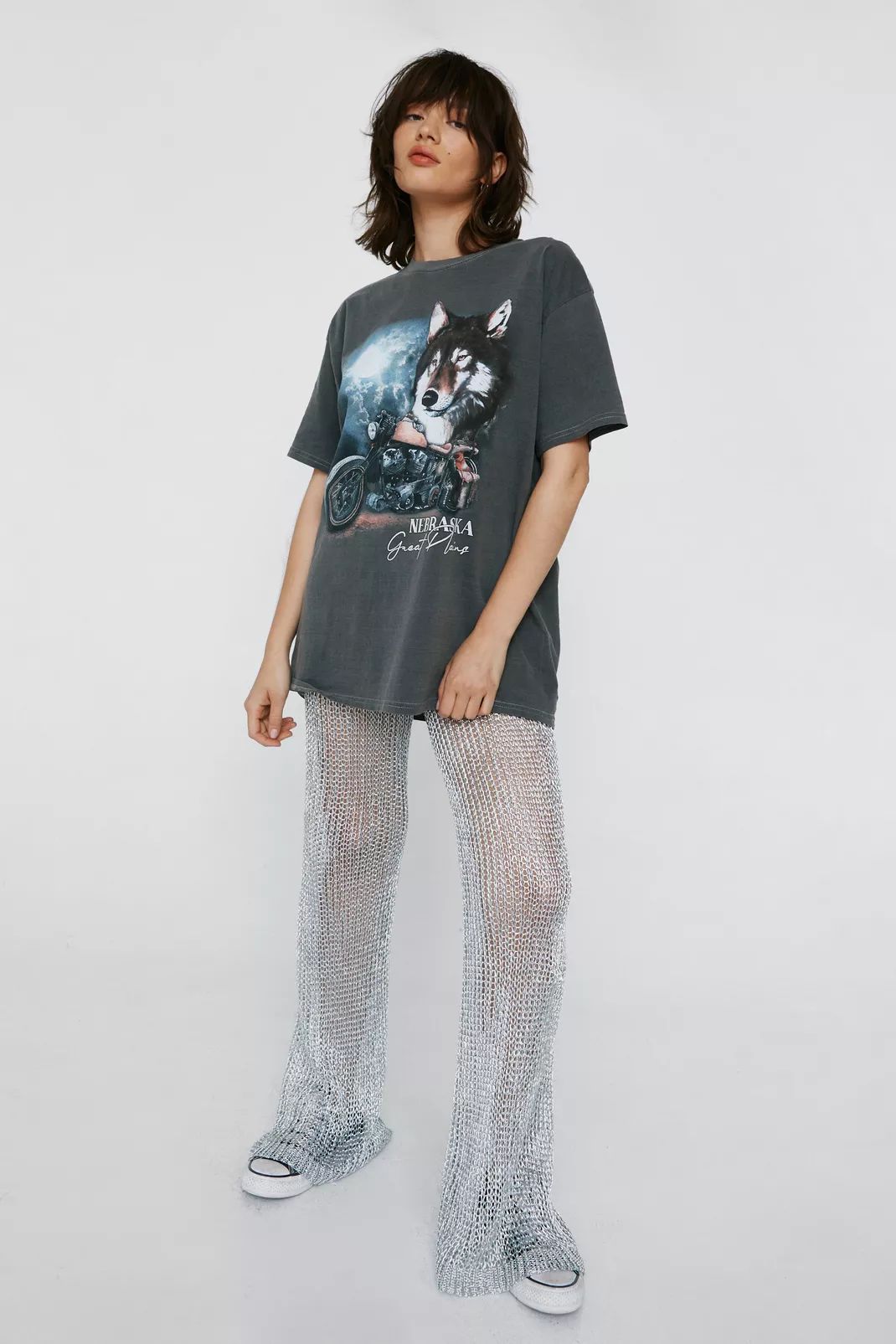 Petite Metallic Yarn Flared Trousers | NastyGal (UK, IE)