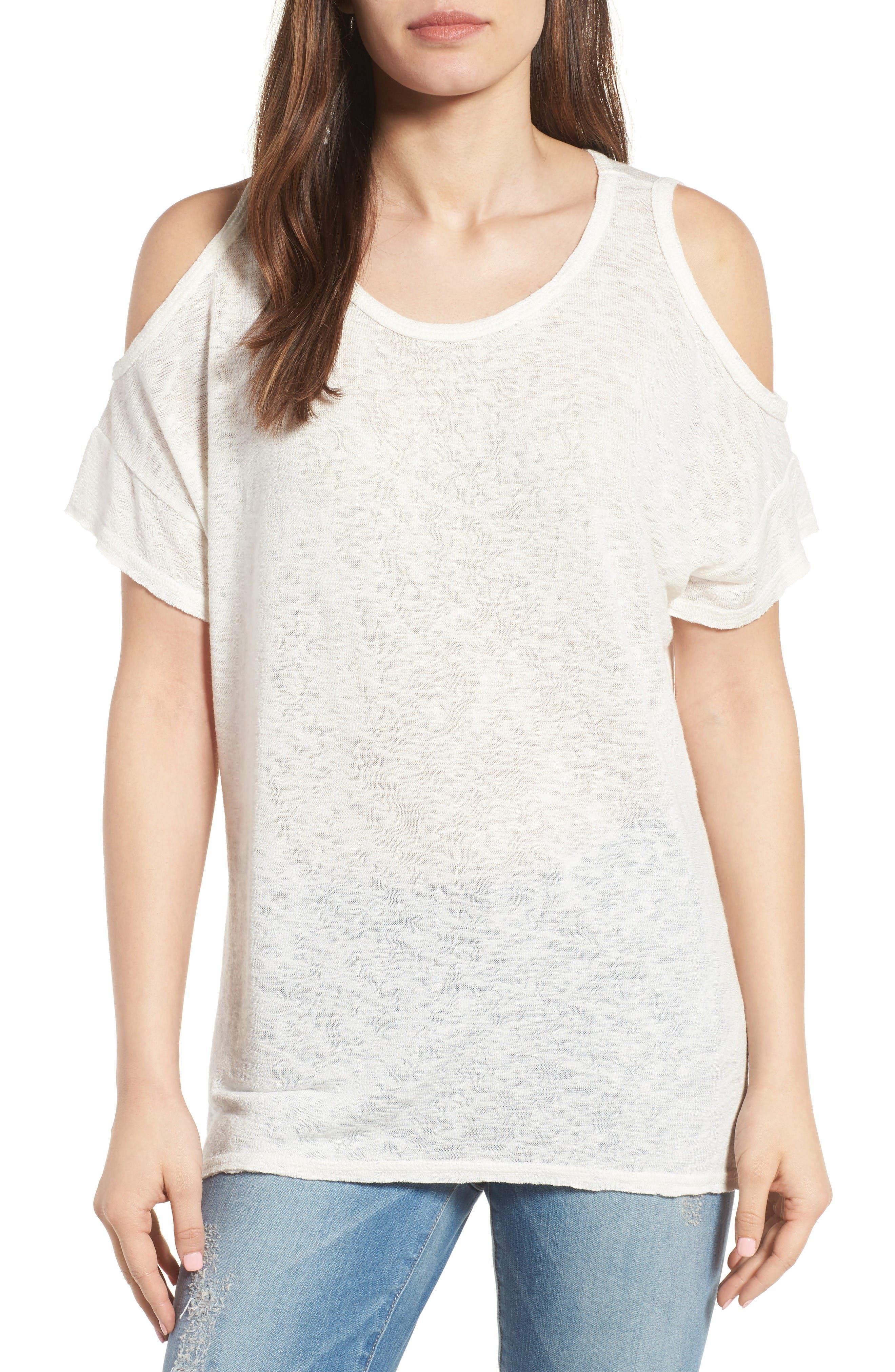 Cold Shoulder Slub Knit Tee | Nordstrom