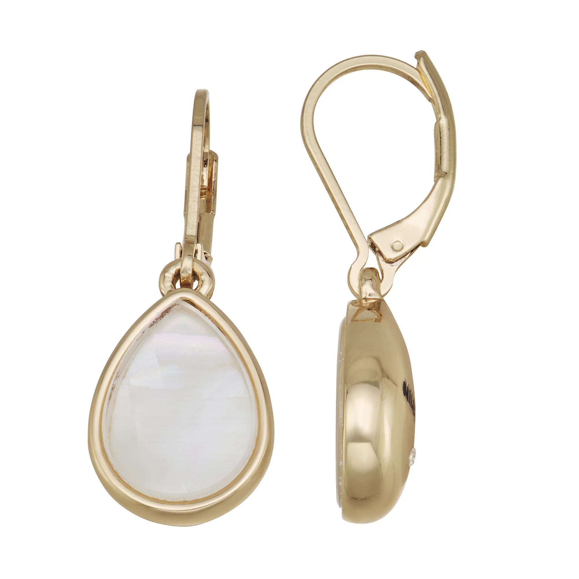 Nine West Gold Tone White Teardrop Drop Leverback Earrings | Kohl's