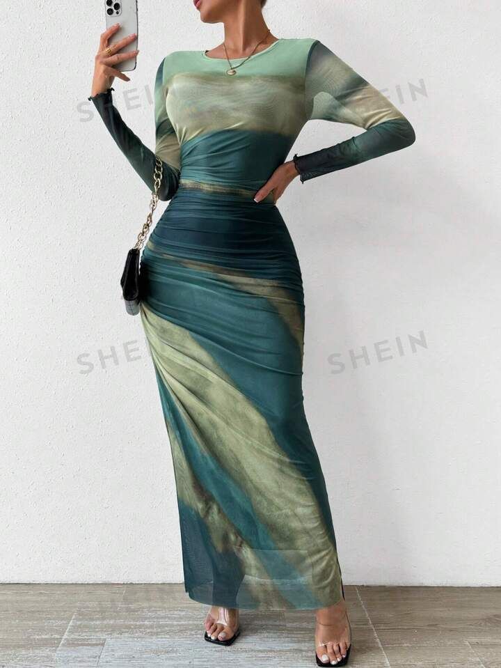 SHEIN BAE Women's Tie-Dye Pleated Dress | SHEIN