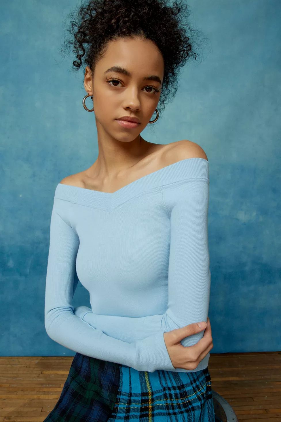 BDG Shannen Off-The-Shoulder Long Sleeve Tee | Urban Outfitters (US and RoW)