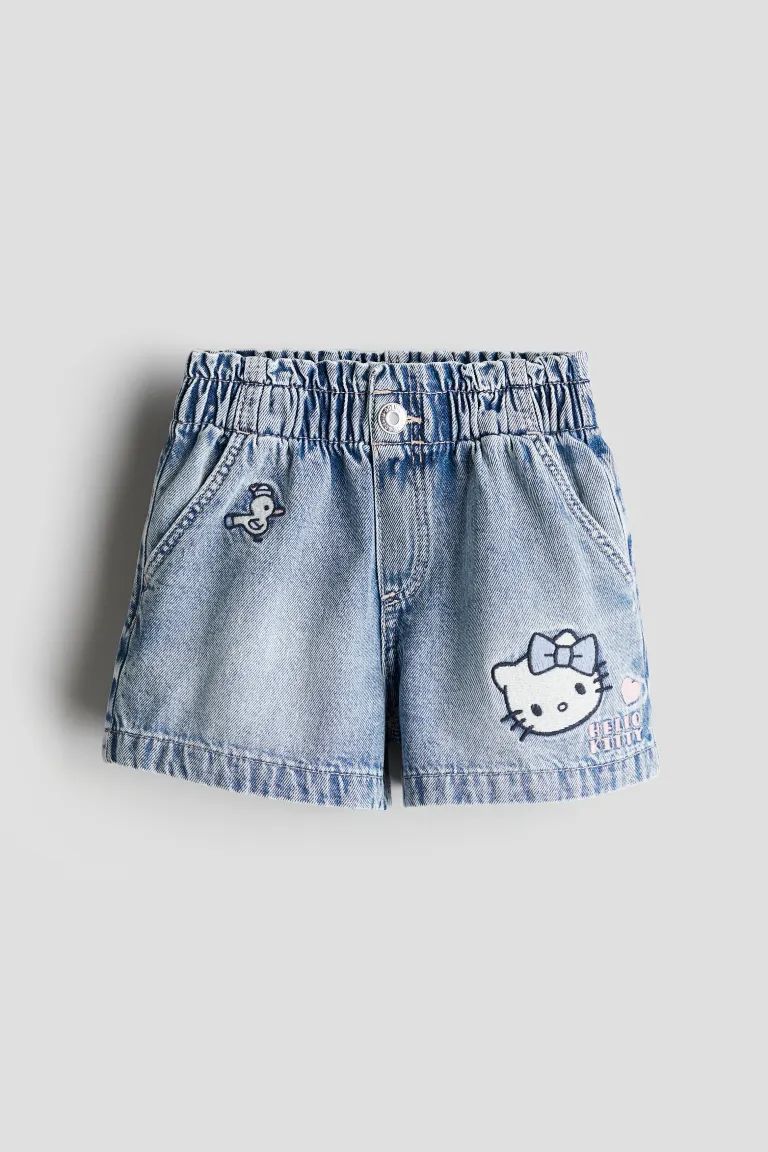 Loose Fit Denim Shorts - Light denim blue/Hello Kitty - Kids | H&M US | H&M (US + CA)