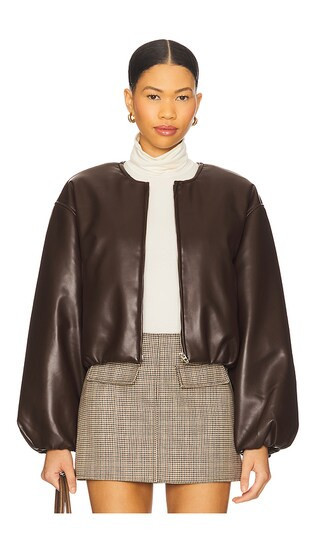 BLANKNYC Cropped Leather Bomber in Brown. - size L | Revolve Clothing (Global)