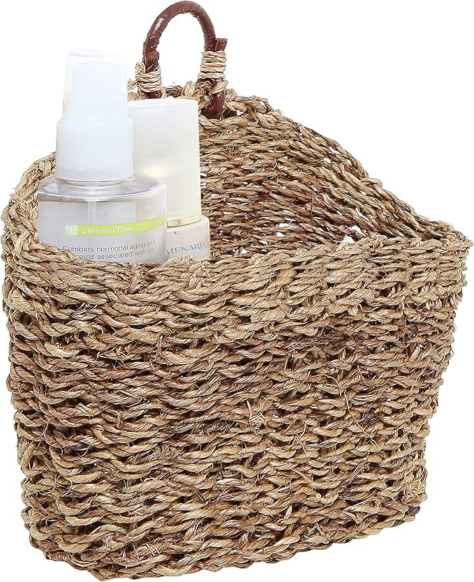 MyGift 6.5 Inch Handwoven Rattan Wall Hanging Storage Basket, Small Decorative Baskets | Amazon (US)