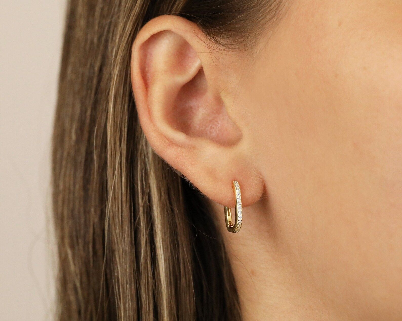 Paved Link Hoop Earrings  Statement Hoop Earrings  Gold - Etsy | Etsy (US)
