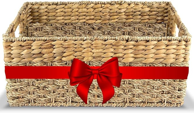 Large Wicker Basket, Rattan Baskets, Handwoven Wicker Baskets for Storage, Built-In Handles | Amazon (US)