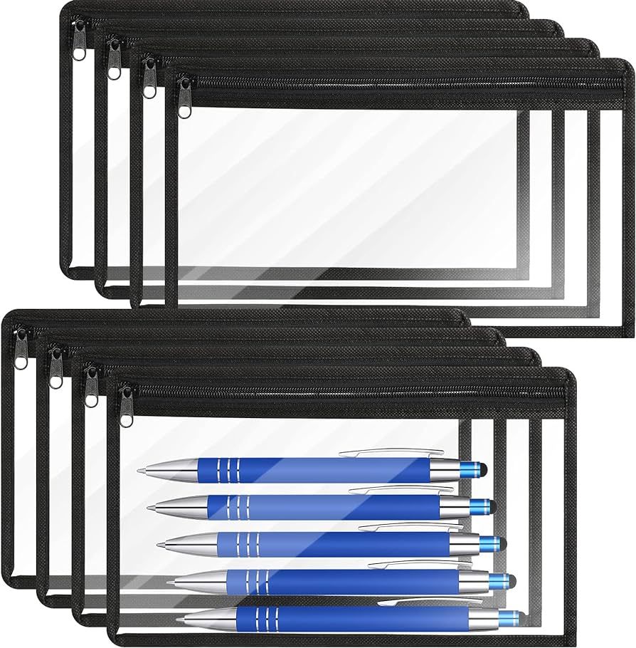 8 Pieces Clear Zipper Pouches Pencil Pouches PVC Makeup Pouch Envelopes Folder Storage Multi purp... | Amazon (US)