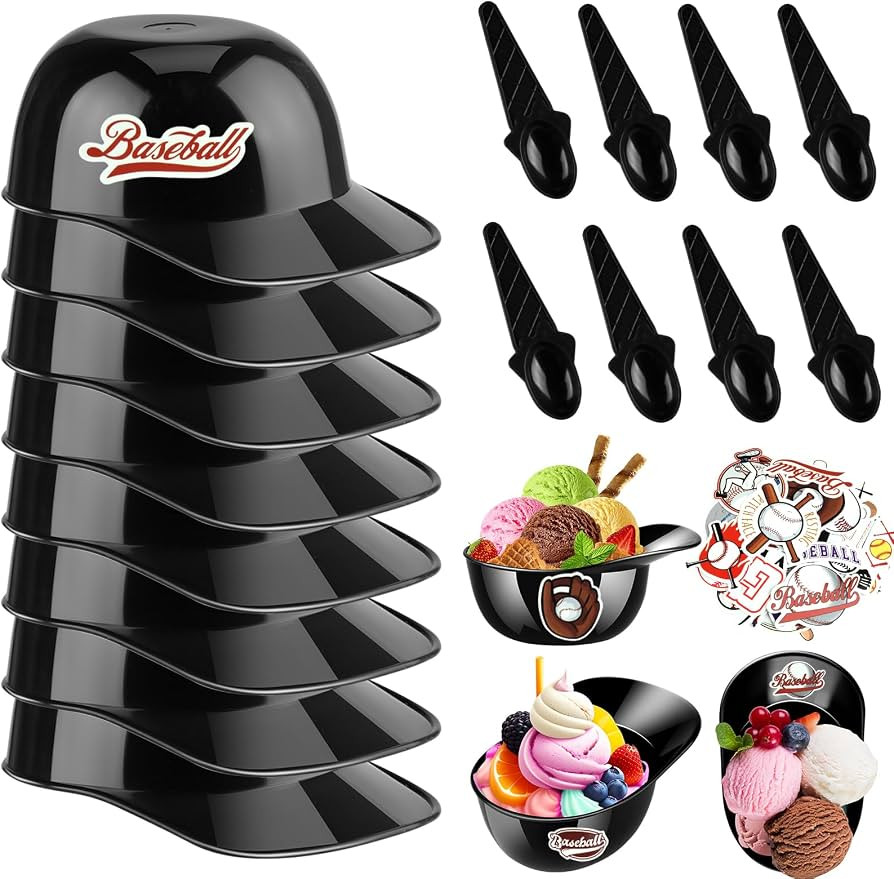 MEEZY 8 Set Baseball Helmet Ice Cream Bowls with Scoop Ice Cream Bowl Reusable Cap Cups Snack Des... | Amazon (US)