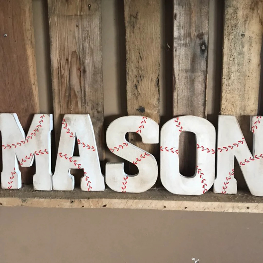 Vintage Baseball Name, Baseball Letters, Personalized Baseball Name, Baseball Nursery, Boys Room,... | Etsy (US)