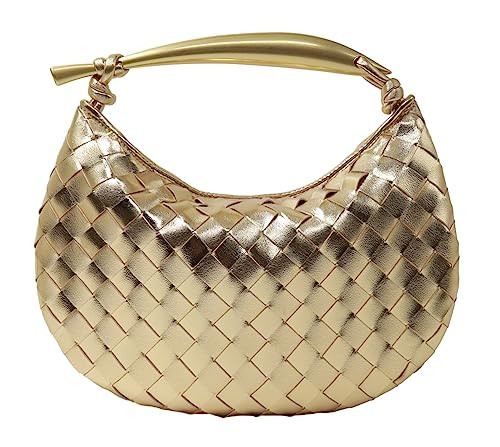 Leather Woven Bag for Women Elegant Evening Clutch Tote Bag Handbag Genuine Leather Handwoven Bag... | Amazon (US)