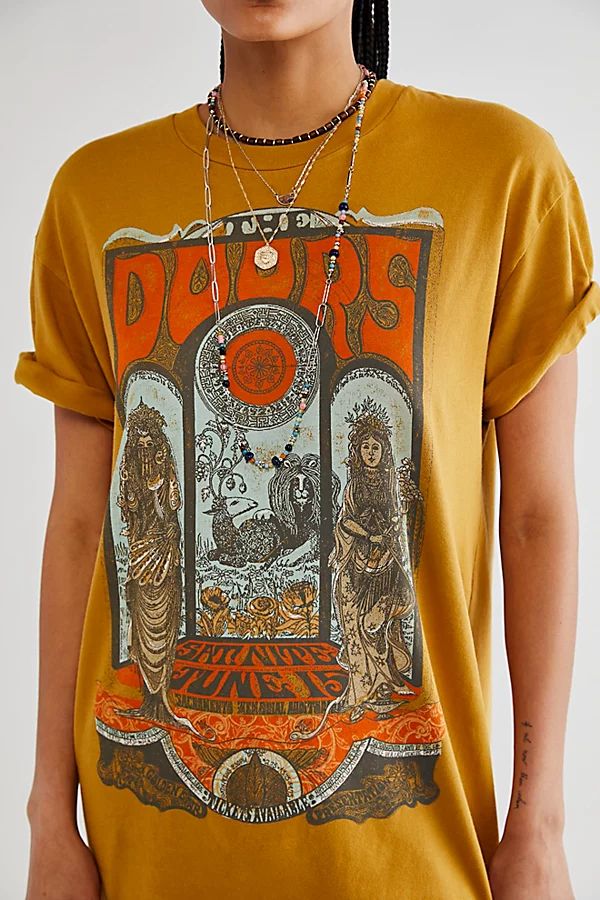 The Doors Tee Shirt Dress by Daydreamer at Free People, Vintage Gold, S | Free People (Global - UK&FR Excluded)