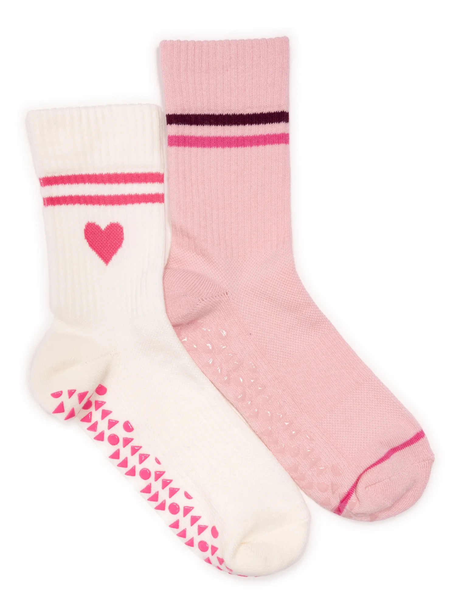 MUK LUKS Women's Pilates Cotton Crew Socks, 2-Pack, Shoe Sizes 6-10 - Walmart.com | Walmart (US)
