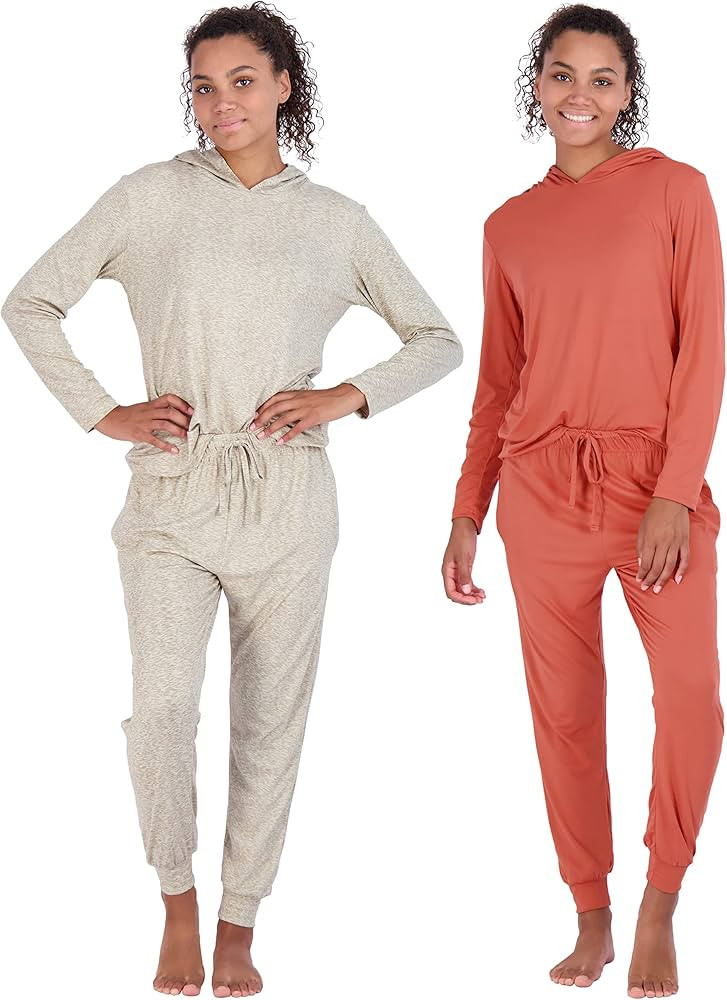 Real Essentials 4 Piece: Women's Long Sleeve Pullover Hoodie Henley Sweatshirt & Jogger Set- Athleti | Amazon (US)