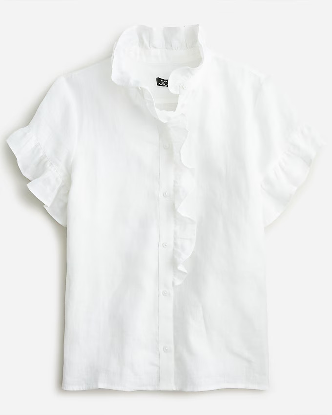 Short-sleeve cottage top in linen | J. Crew US