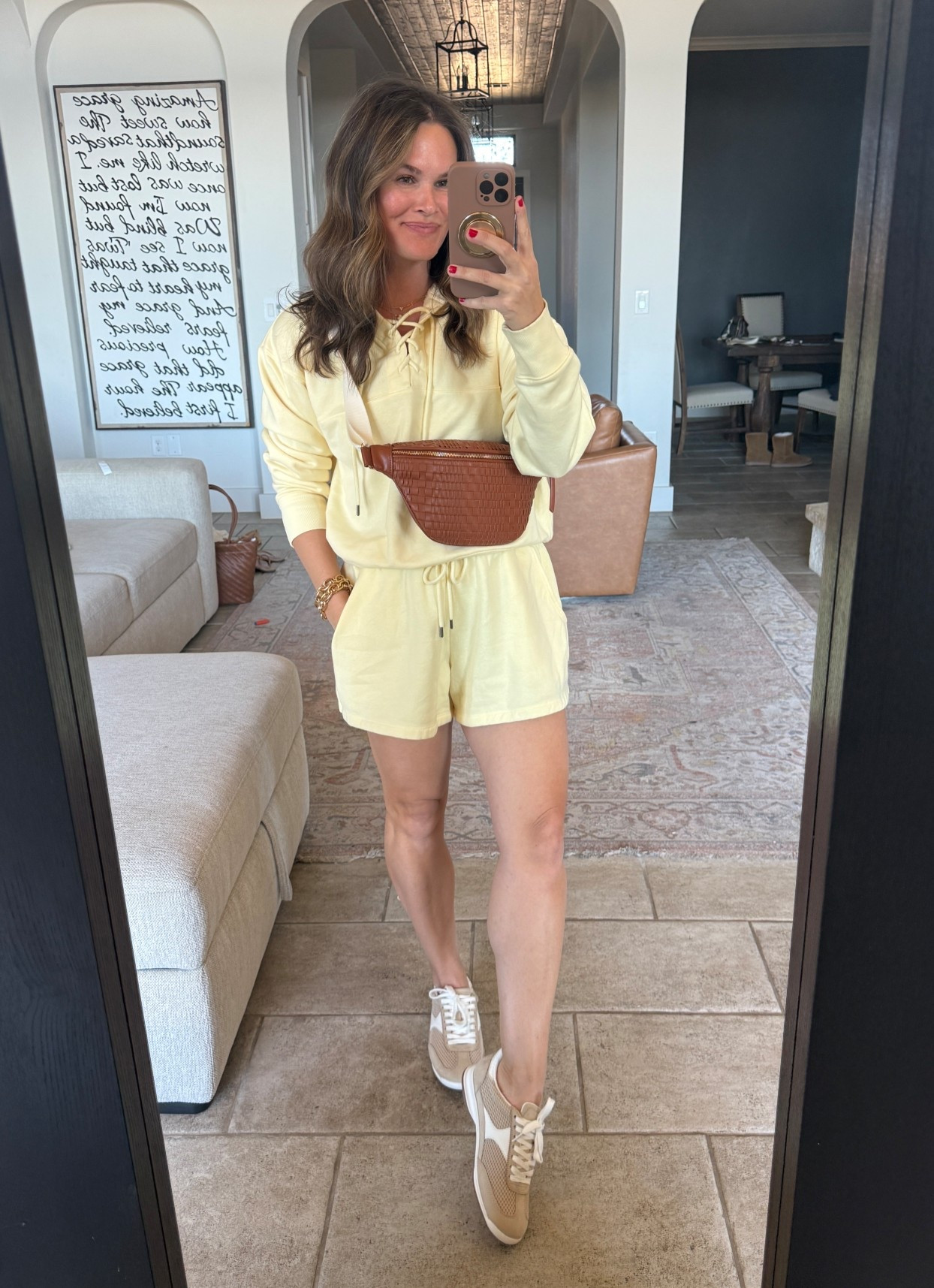 Cozy matching set runs a little big- pretty yellow color for spring- can’t believe the crossbody and shoes are all target too! #casualoutfit #matchingset #targetfashion #targetfinds 

#LTKootd #LTKgrwm #LTKSaleAlert