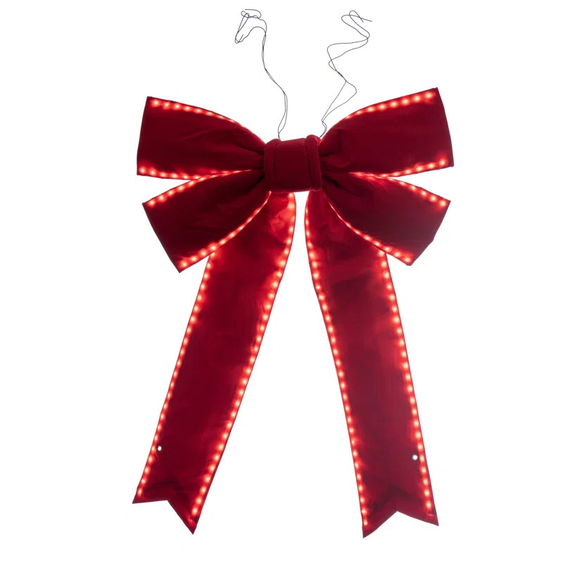 Vickerman Red Velvet Outdoor Christmas Bow with UV Treated Material and Wire to Hang. | Wayfair North America