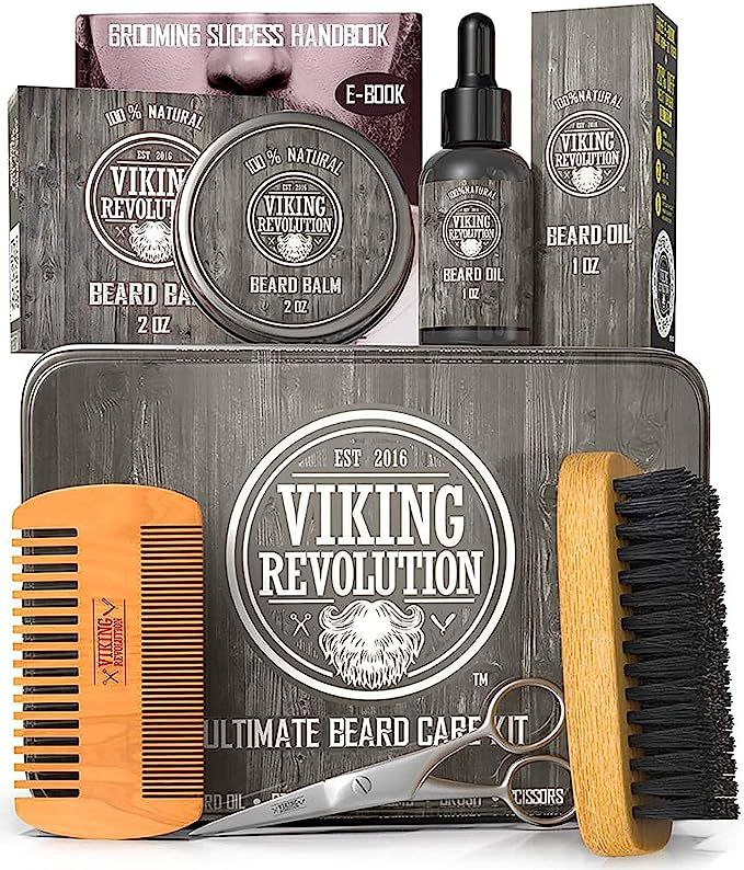 Viking Revolution Beard Care Kit for Men - Ultimate Beard Grooming Kit includes 100% Boar Men’s... | Amazon (US)