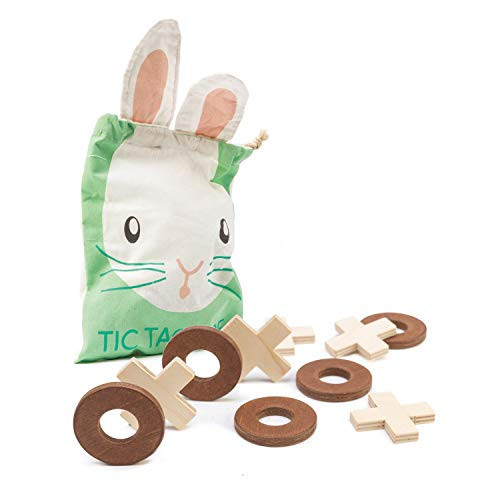 Tender Leaf Toys - Tic Tac Toe - Wooden Tic Tac Toe Game with Bunny Drawstring Bag - Travel Board Game for Kids and Adults - Age 3+ | Amazon (US)