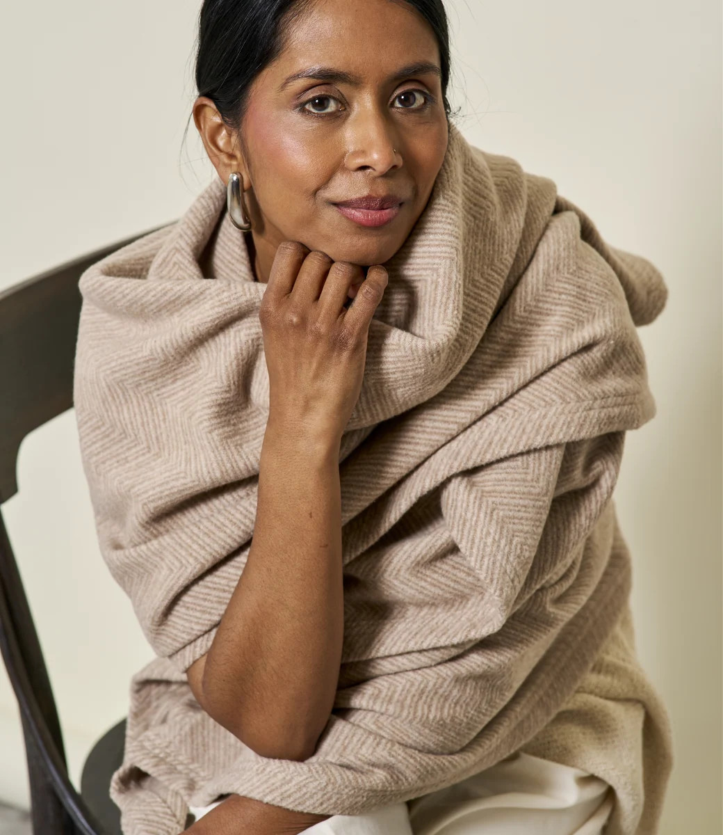 Bayside Herringbone Shawl Wheat | ChappyWrap | ChappyWrap