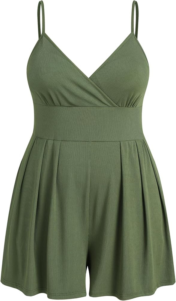 CIDER Womens Jumpsuit, V Neck, Wide Leg Romper, Curve Plus | Amazon (US)