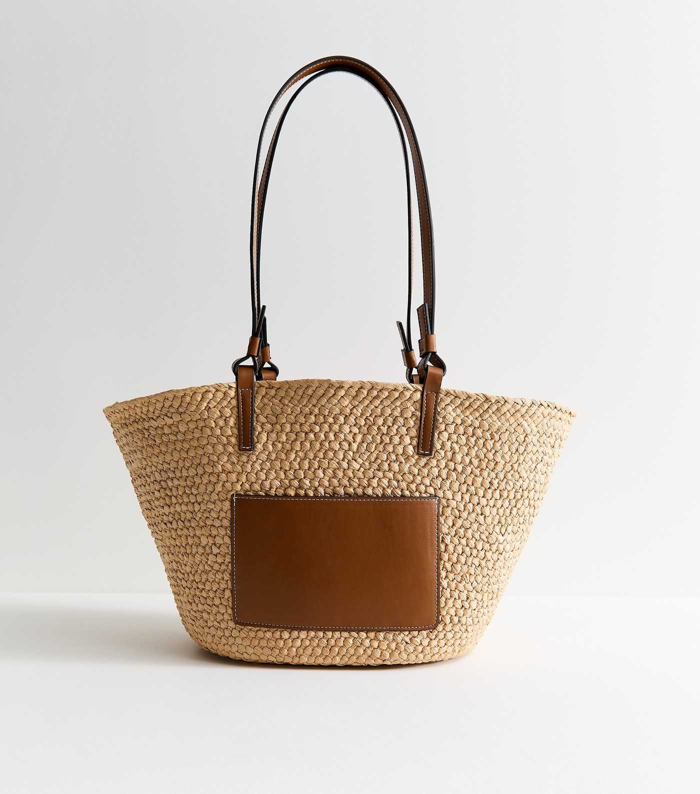 Stone Woven Pocket Straw Basket Bag | New Look | New Look (UK)