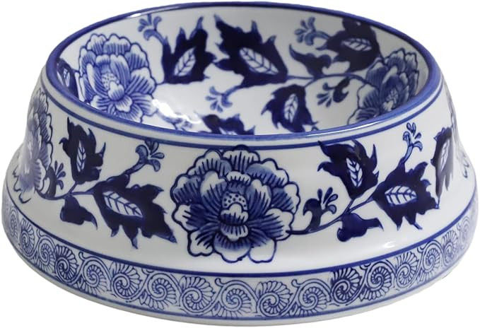 Aimusego Vintage Blue and White Chinoiserie Ceramic Cat Food Bowls Cat Bowls/Dishes for Food and ... | Amazon (US)
