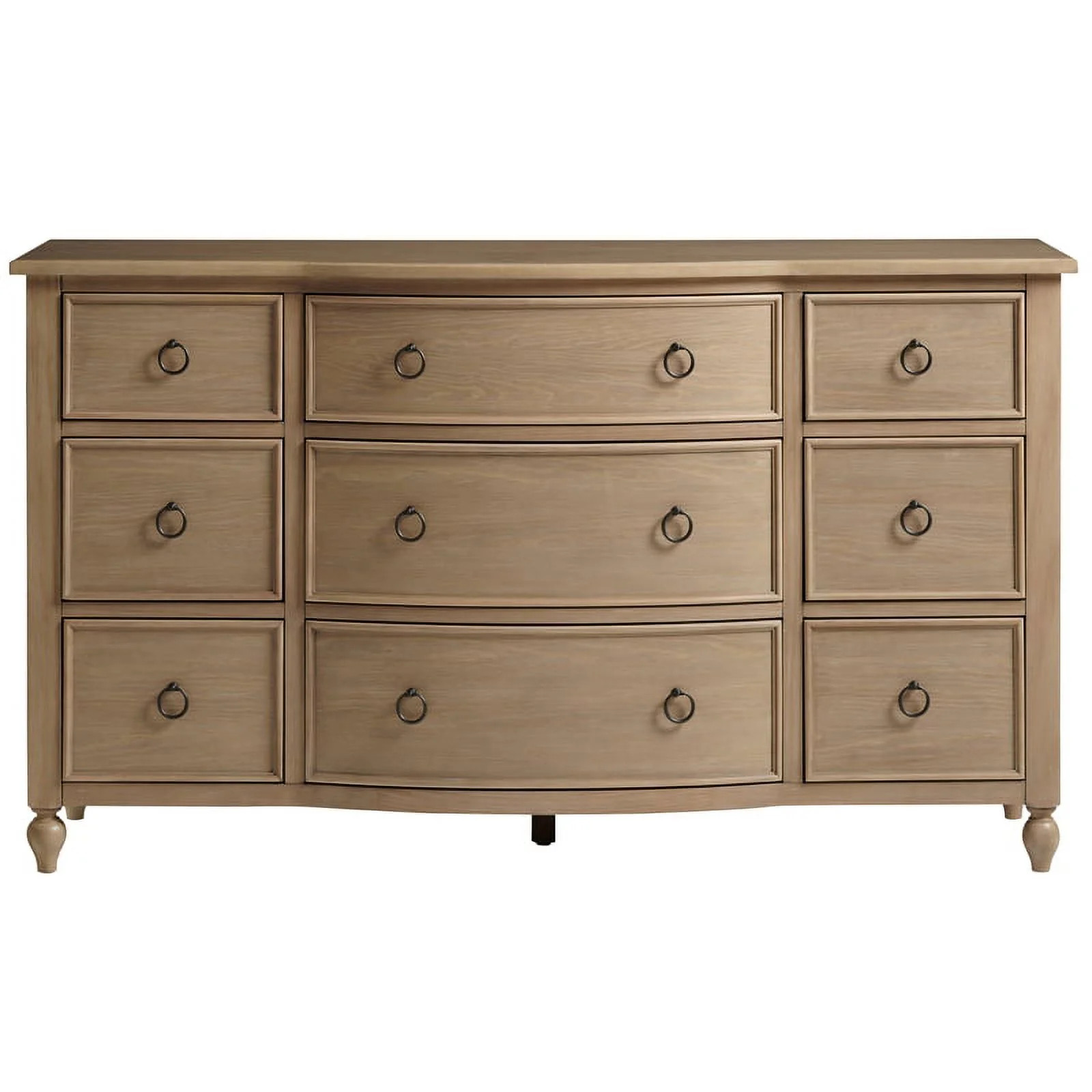 Curved Front Nine Drawer Wood Dresser in Brown | Walmart (US)