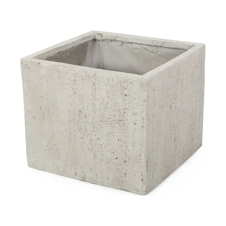 GDF Studio Fardeen Outdoor Modern Large Cast Stone Square Planter, White | Walmart (US)
