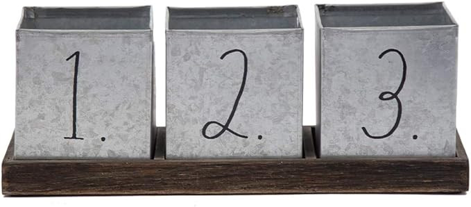 Rae Dunn Decorative Pencil Cup – Galvanized Steel Desktop Stationary Holder - 3 Compartment Org... | Amazon (US)