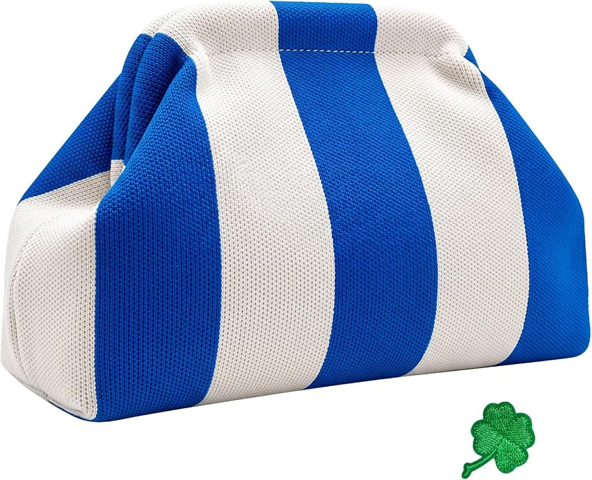 Woven Clutch Purses for Women, Summer Beach Crochet Striped Dumpling Bag Evening Handbag, Makeup ... | Amazon (US)