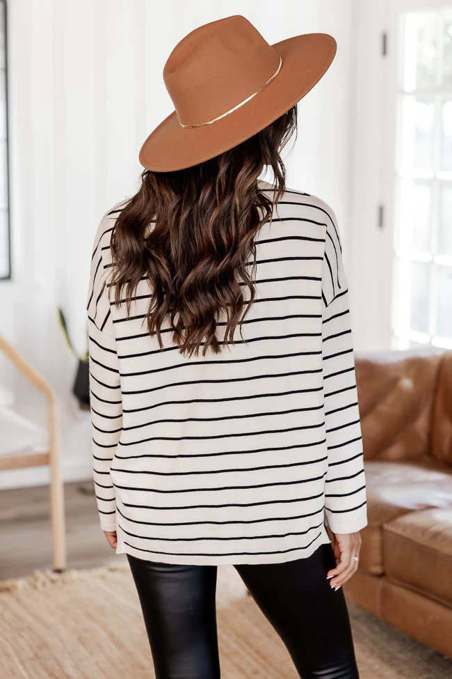 Starting Memories Beige And Black Striped Sweater FINAL SALE | Pink Lily