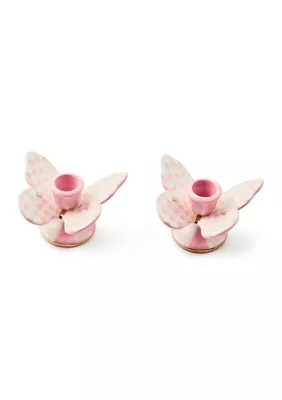 MacKenzie-Childs Rosy Check® Butterfly Candle Holders - Set of 2 | Belk