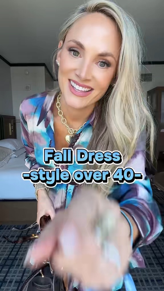 Here's the caption with keywords and hashtags added:

**Caption:**
"Fall dress of my dreams. 🤎💙 Swooning over these gorgeous colors — it's the perfect fall outfit paired with chocolate brown boots. Wearing a small!"

#FallFashion #FallOutfit #FallDress #FallStyle #OOTD #FallVibes #AutumnStyle #FallColors #BootsSeason #ChocolateBrownBoots #FallWardrobe #CozyStyle #FallFashionInspo #StyleInspo #WhatIWore #FashionBlogger #FallLookbook #SweaterWeather #TransitionalStyle #FallOutfitIdeas

#LTKootd #LTKOver40 #LTKgrwm