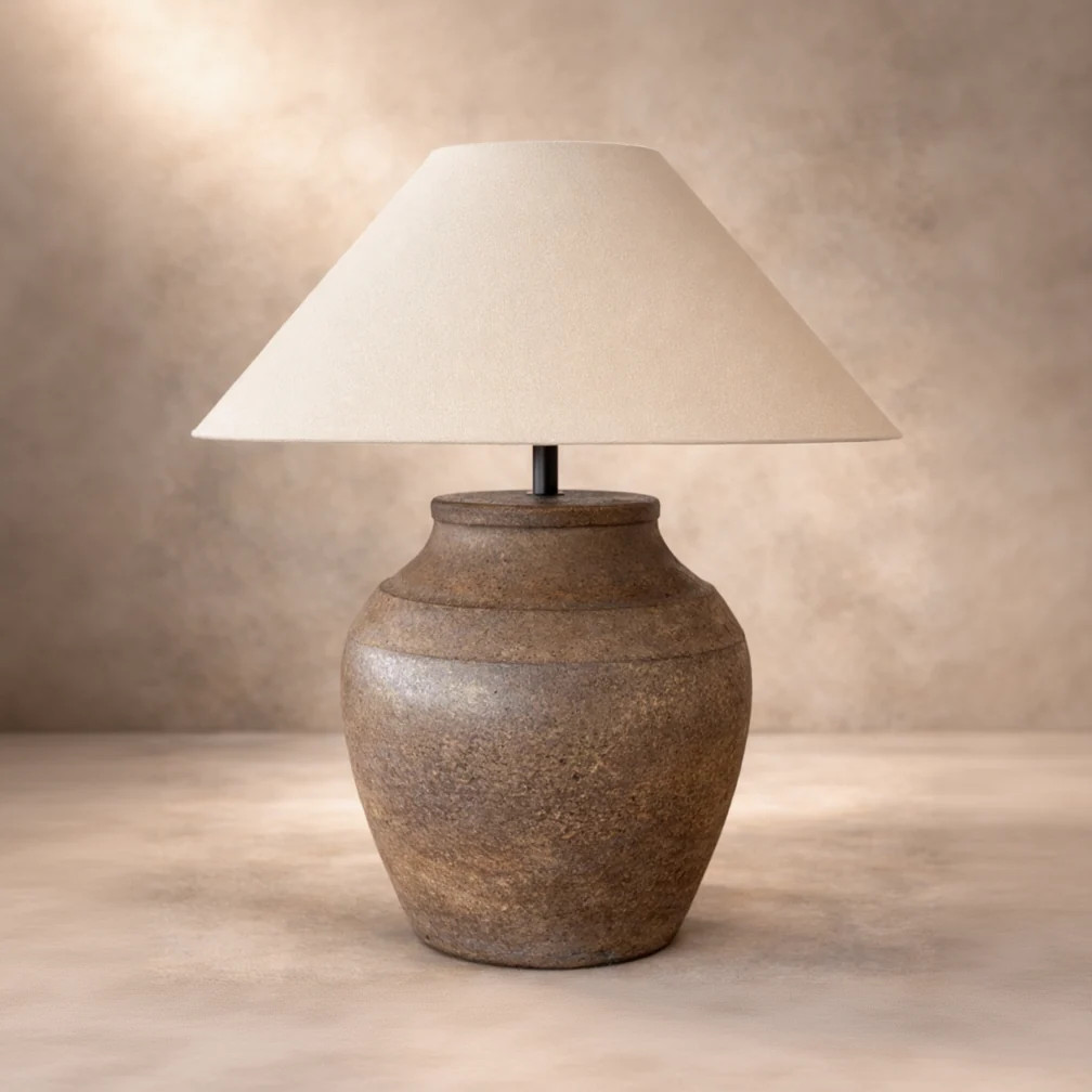Miranda Earth-Tone Statement Lamp – Minimalist Tropical Series | Shop.app