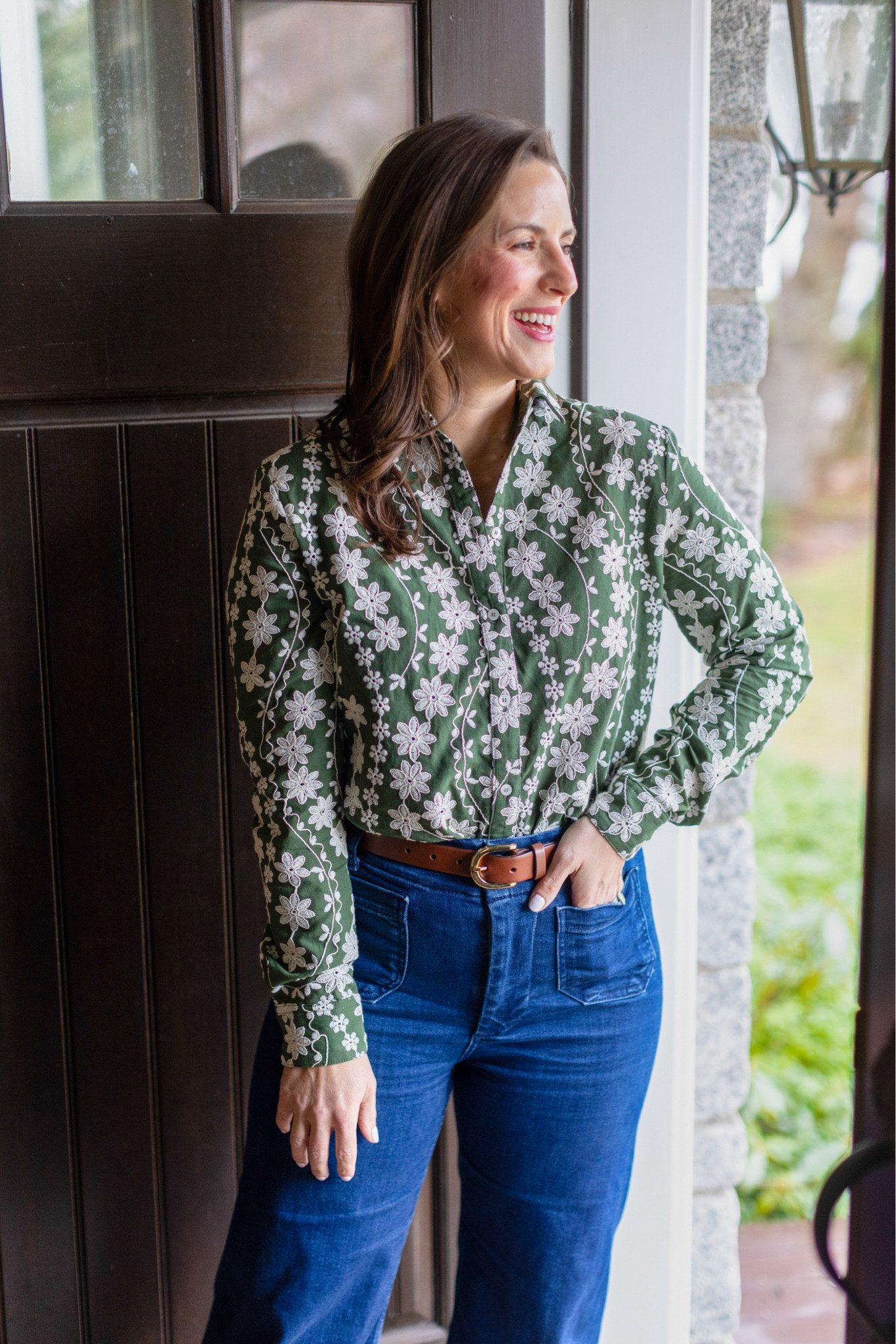 Trying not to get pinched! Happy St Patrick’s Day ☘️

This top is a Sezane favorite from the spring collection! My latest reel has it in more detail! It is so pretty! 

#LTKSeasonal