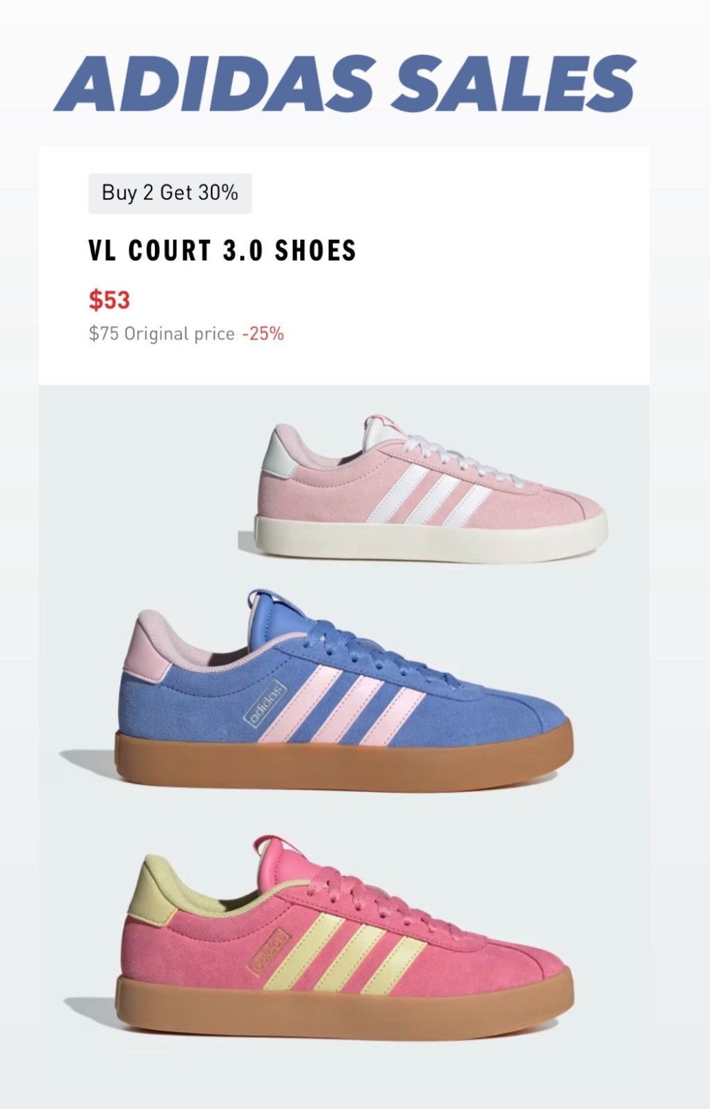Amazing deals on adidas shoes!! Already way discounted and then use code MATCH for an additional 30% off if you get 2 pairs 

Shoe sale / adidas / spring shoes / tennis shoes 

#LTKSaleAlert #LTKootd