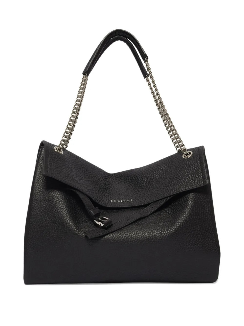 Orciani chain-strap pebble-leather shoulder bag - Black | Farfetch Global