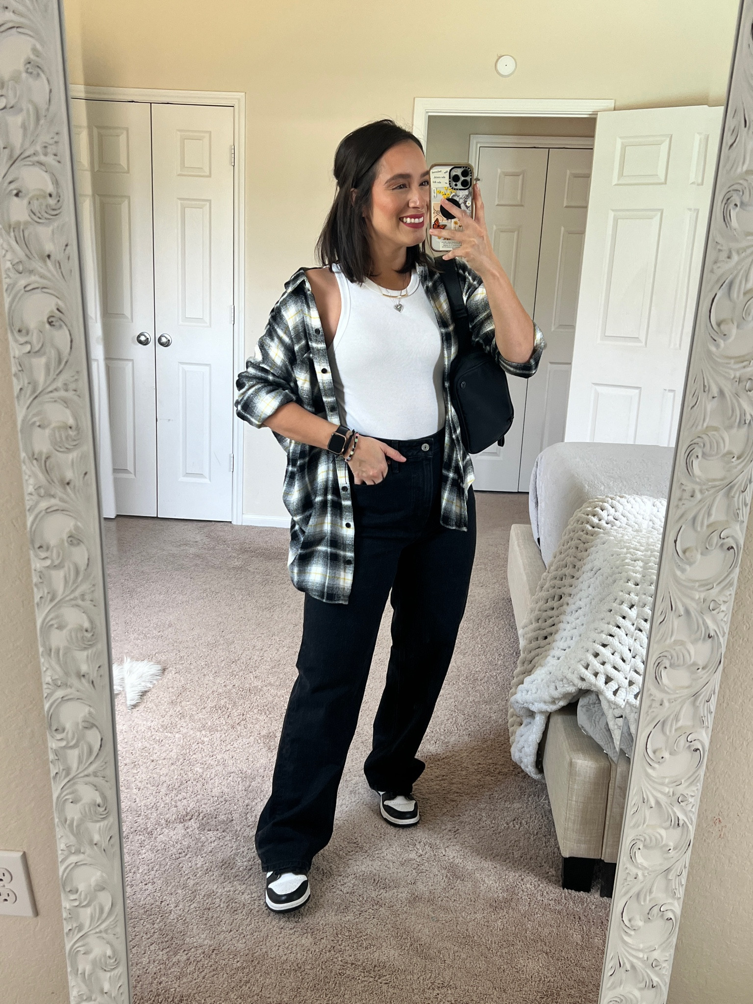 Casual Street Style with relaxed jeans

black jeans 
Cool mom outfit
Nike dunk outfit 
Panda shoes outfit
Black and white outfit
Casual style
Casual mom outfit
Casual Fall outfit ideas
Abercrombie jeans

#LTKStyleTip #LTKFindsUnder100 #LTKBacktoSchool