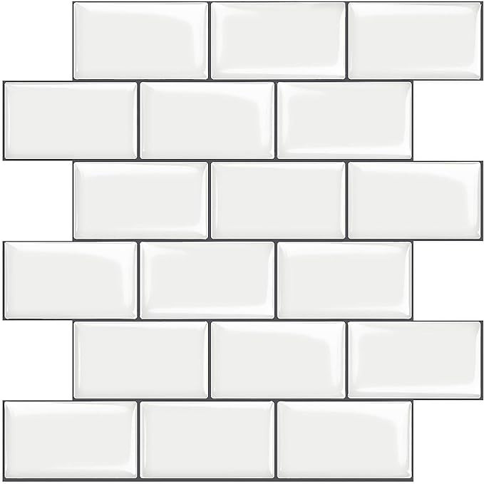 STICKGOO 10-Sheet White Subway Tiles Peel and Stick Backsplash, Stick on Tiles Kitchen Backsplash... | Amazon (US)