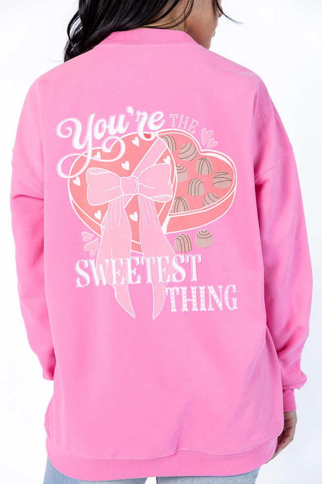 You're The Sweetest Thing Pink Oversized Graphic Sweatshirt | Pink Lily