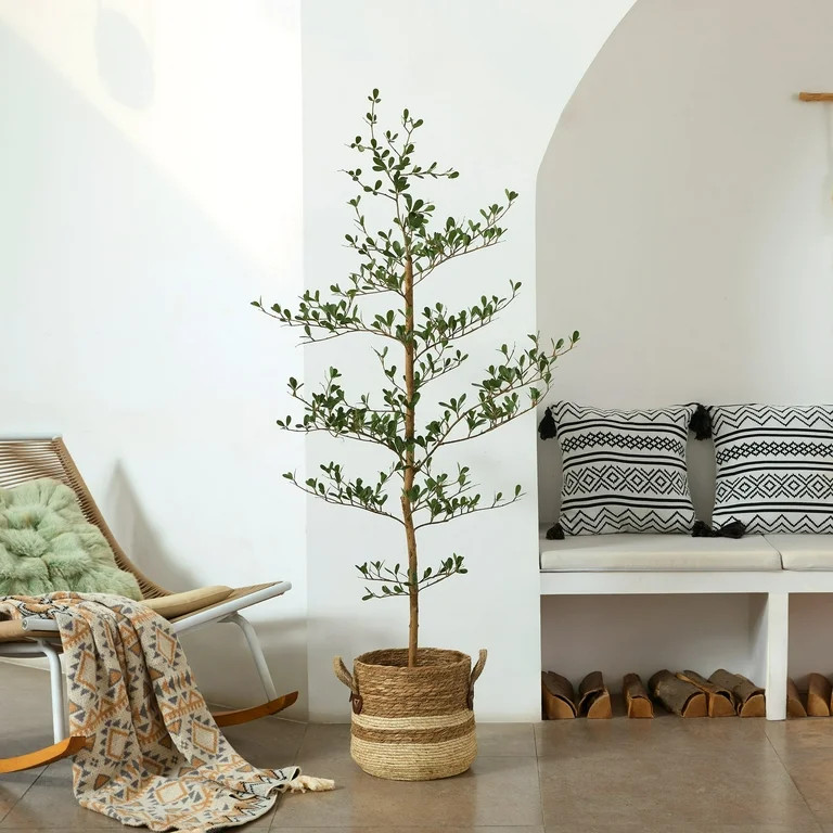 DR.Planzen 5ft Faux Black Olive Tree - Realistic Potted Artificial Tree with Natural Trunk & Silk... | Walmart (US)